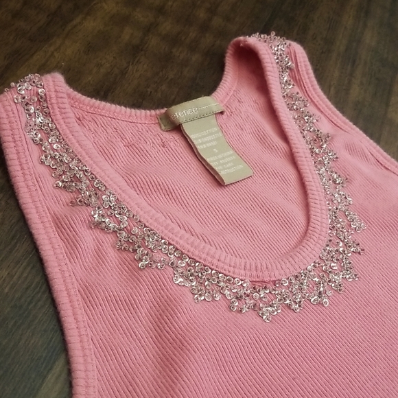 Reference Coral Ribbed Tank Top with embellishments - Size Small - Picture 2 of 8